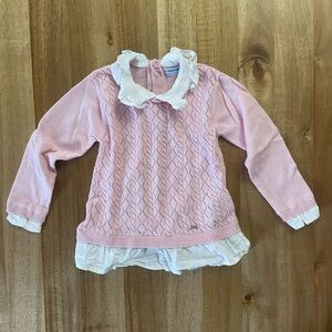 Mayoral Blush Pink Sweater with White Accents